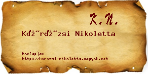 Körözsi Nikoletta névjegykártya