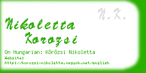 nikoletta korozsi business card